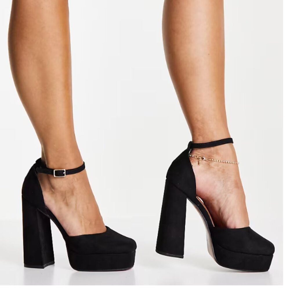 ASOS DESIGN Priority platform high heeled shoes in black